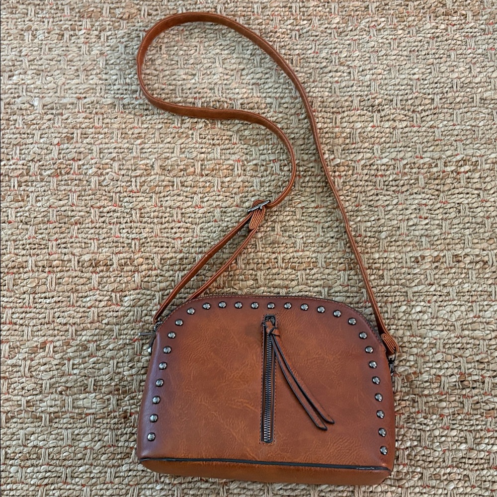 Sam & Hadley Brown Studded Shoulder Bag
